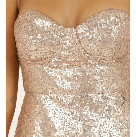 Showpo Champagne Sequin Midi Dress NWT - Picture 4 of 8